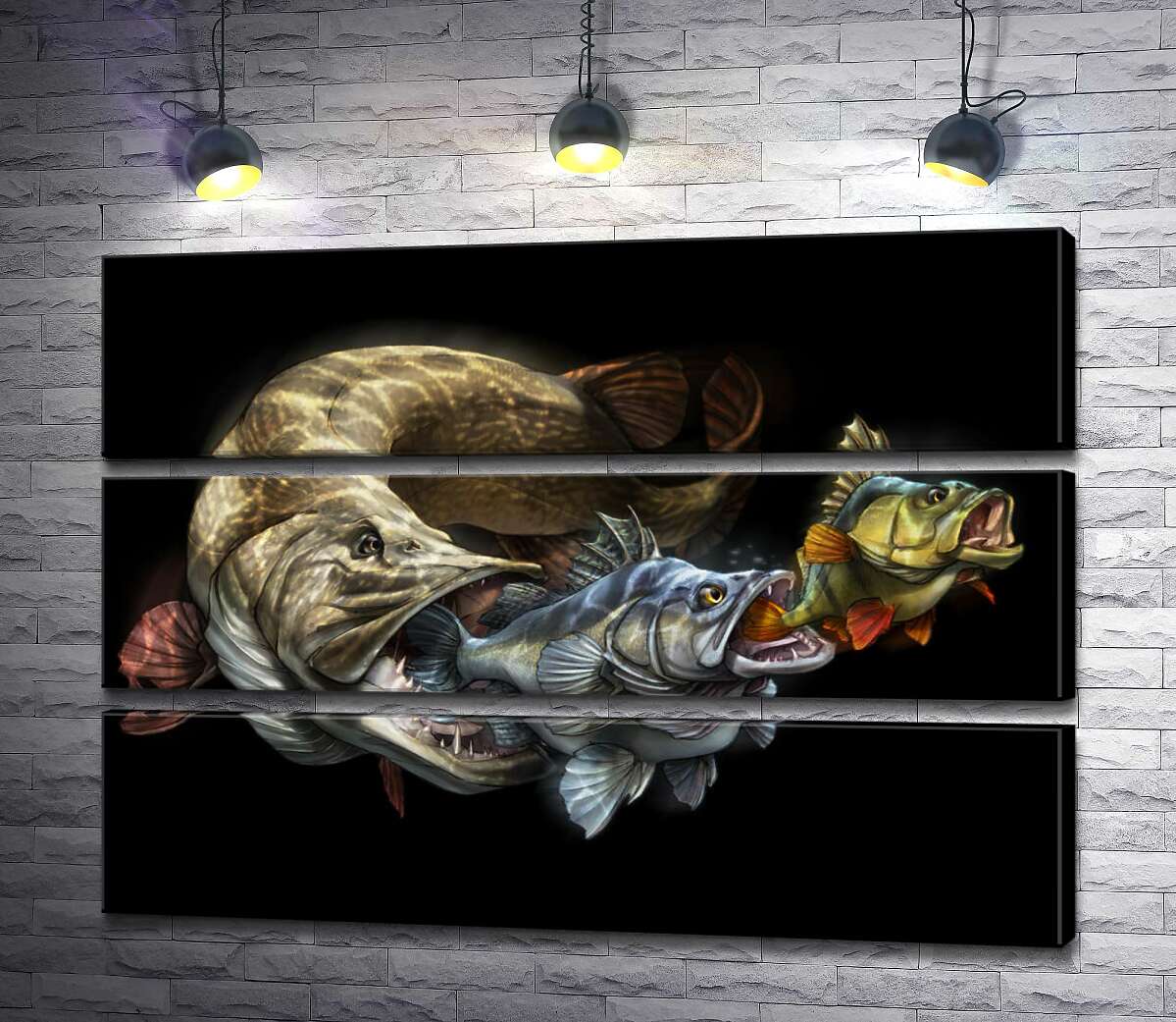 

Модульная картина ArtPoster Цепь питания рыб на постере к программе "Savage Gear Fish" 130x93 см Модуль №13