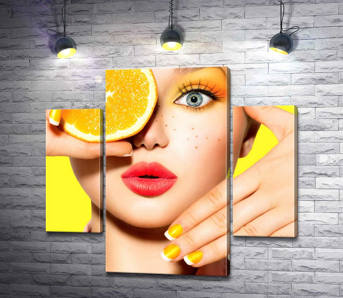 

Модульная картина ArtPoster Цитрусовая сочность оранжевого образа девушки 131x120 см Модуль №7