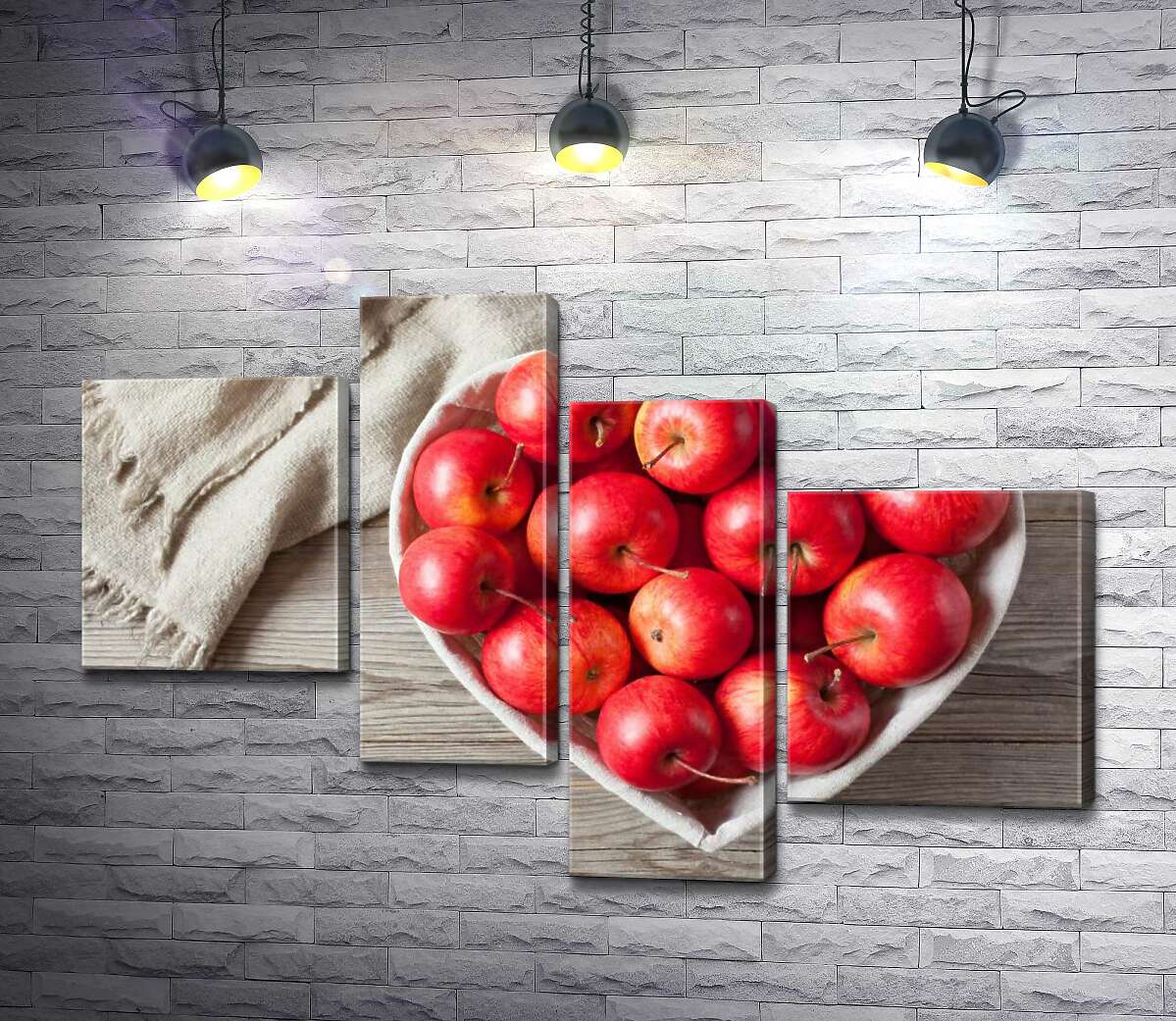 

Модульная картина ArtPoster Яблоки в корзине-сердце 130x89 см Модуль №20