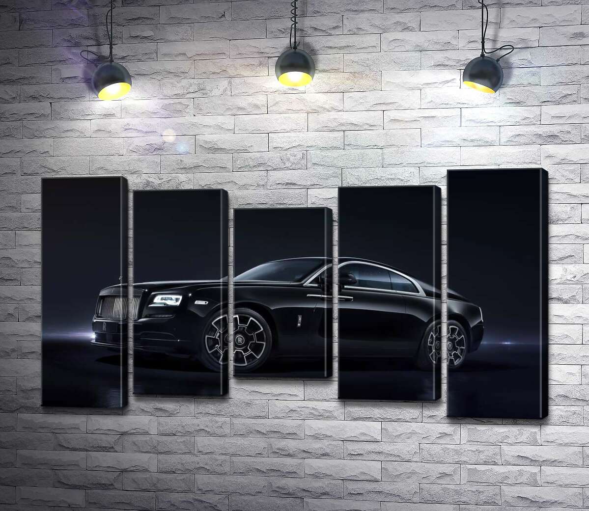 

Модульная картина ArtPoster Черный автомобиль класса люкс Роллс-Ройс (Rolls-Royce Wraith Black Badge) 130x74 см Модуль №28