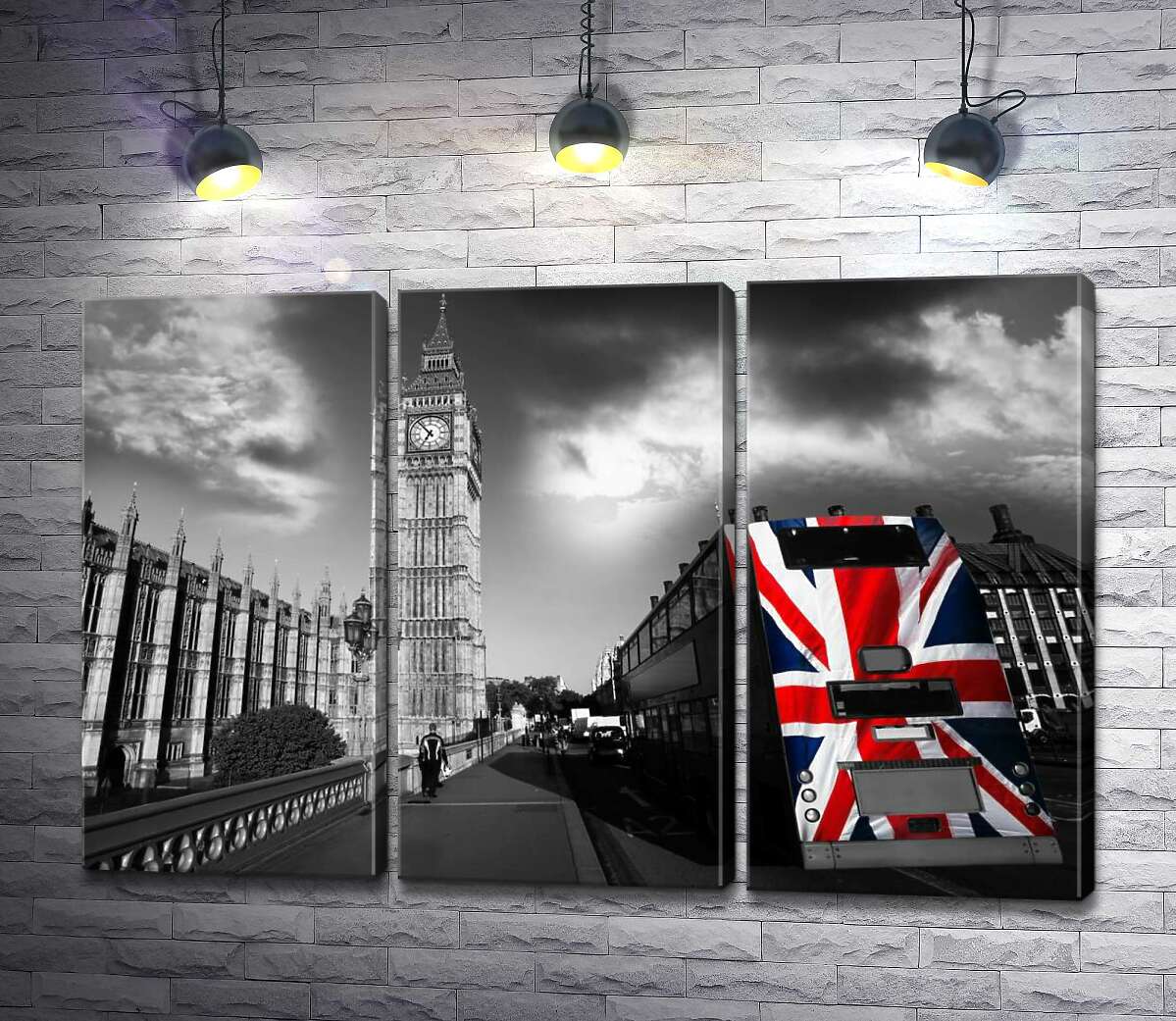 

Модульная картина ArtPoster Яркий флаг в пасмурной атмосфере британской столицы 60x40 см Модуль №11