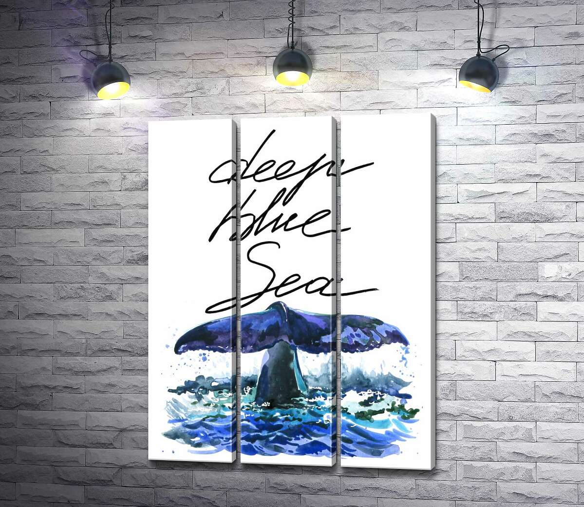 

Модульная картина ArtPoster Хвост кита над водной поверхностью рядом с надписью "deep blue sea" 60x82 см Модуль №11
