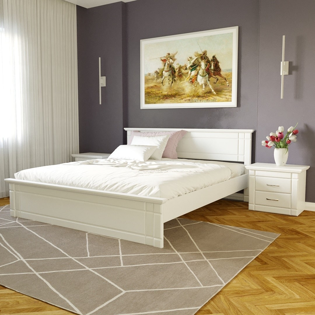

Двуспальная кровать из ясеня MEBLIUS Модена 180 см x 200 см Белая