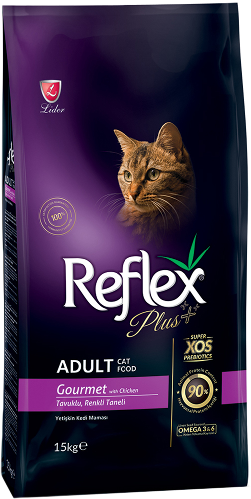 

Сухой корм Reflex Plus Gourmet полноценный и сбалансированный для котов с курицей 15 кг