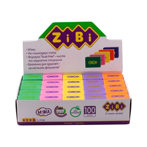 

Гумка прямокутна COLOR 26х18х8мм, 100шт. в упак. ZB.5420