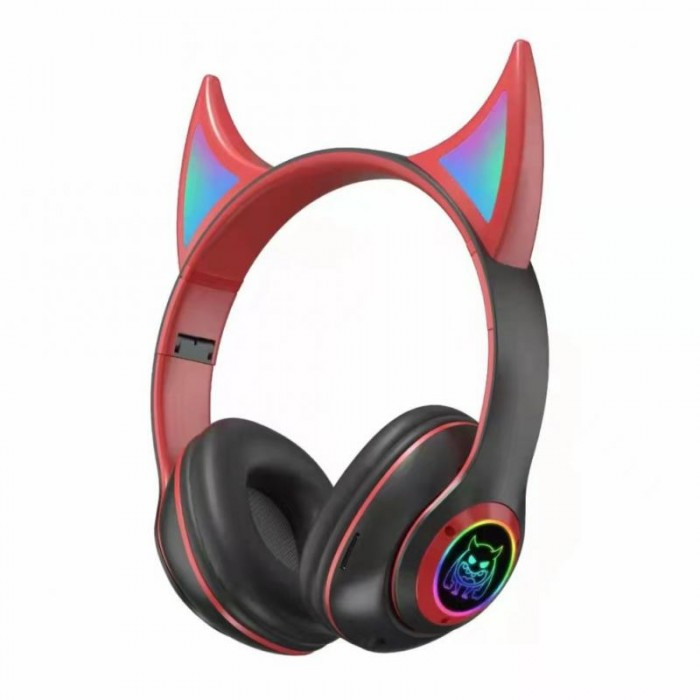 

Беспроводные Bluetooth наушники с ушками Devil&corner с Led подсветкой, Чёрные