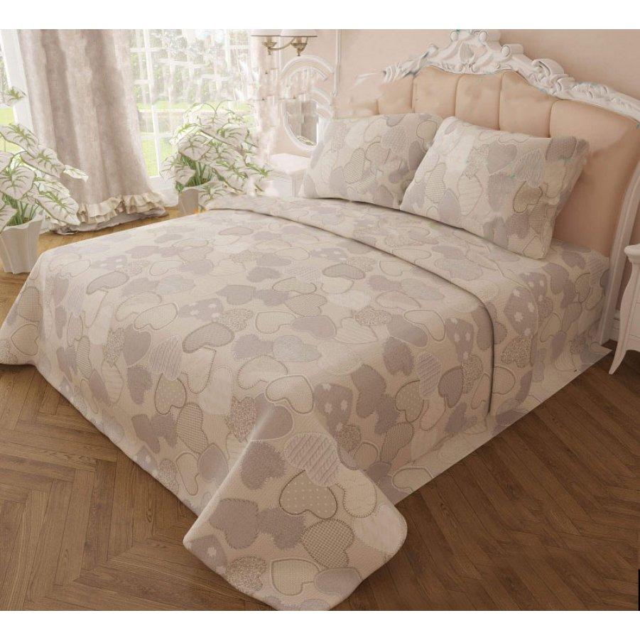 

Евро постельное белье Бязь Gold - Сердечка беж