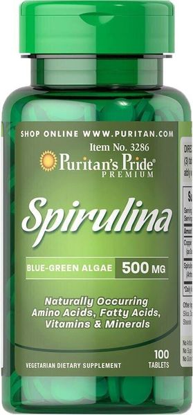 

Спирулина Spirulina Puritan's Pride 500 мг 100 таблеток (PP270)