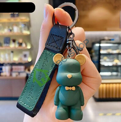 

Чорний брелок (ключниця) ведмедик Bearbrick зелений мультфільму Popobe (337904)