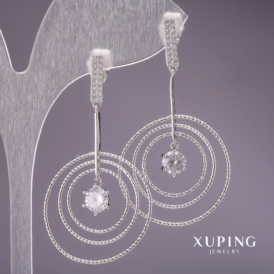 

Серьги Xuping с белыми камнями 45х27мм родий, ida28856