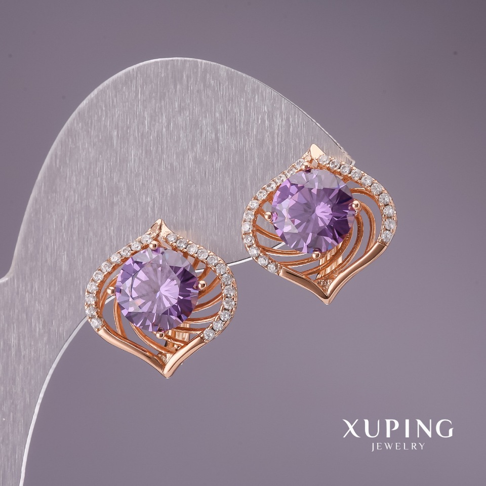 

Серьги Xuping с сиреневыми камнями 18х17мм позолота 18к, ida28940