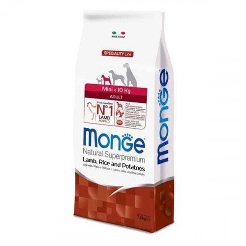 

Сухой корм MONGE DOG Mini Adult ягненок/рис/картофель, 7.5 кг