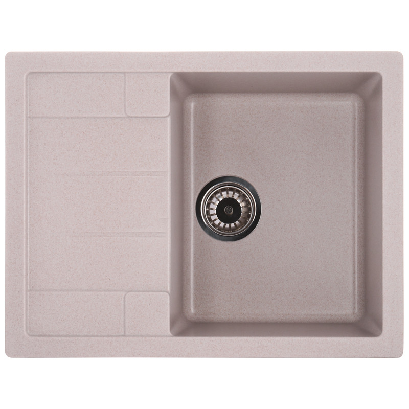 

Врезная кухонная мойка из камня Раковина для кухни ZERIX ZS-6550S-06 Beige + Сифон Гранит Бежевая (ZX4541)