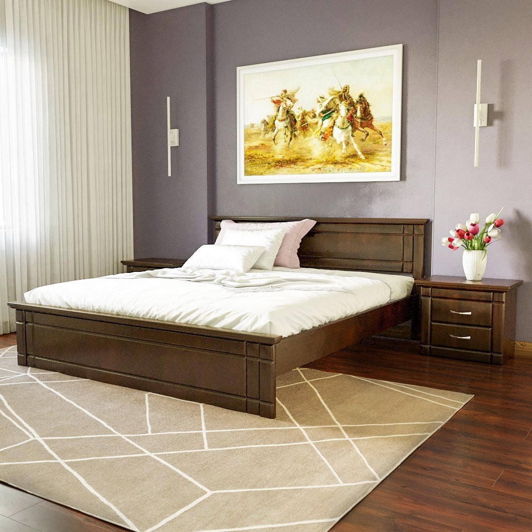

Двуспальная кровать из ясеня MEBLIUS Модена 140 см x 200 см Темный орех