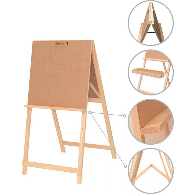 

Мольберт стационарный двусторонний Rosa Хлопушка деревянный (сосна) 60*85*115см макс высота полотна 53см в упаковке GPТ500457921