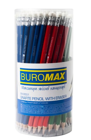 

Набор карандашей графитовых Buromax COLOR НВ с ластиком 100 штук ассорти (BM.8501)