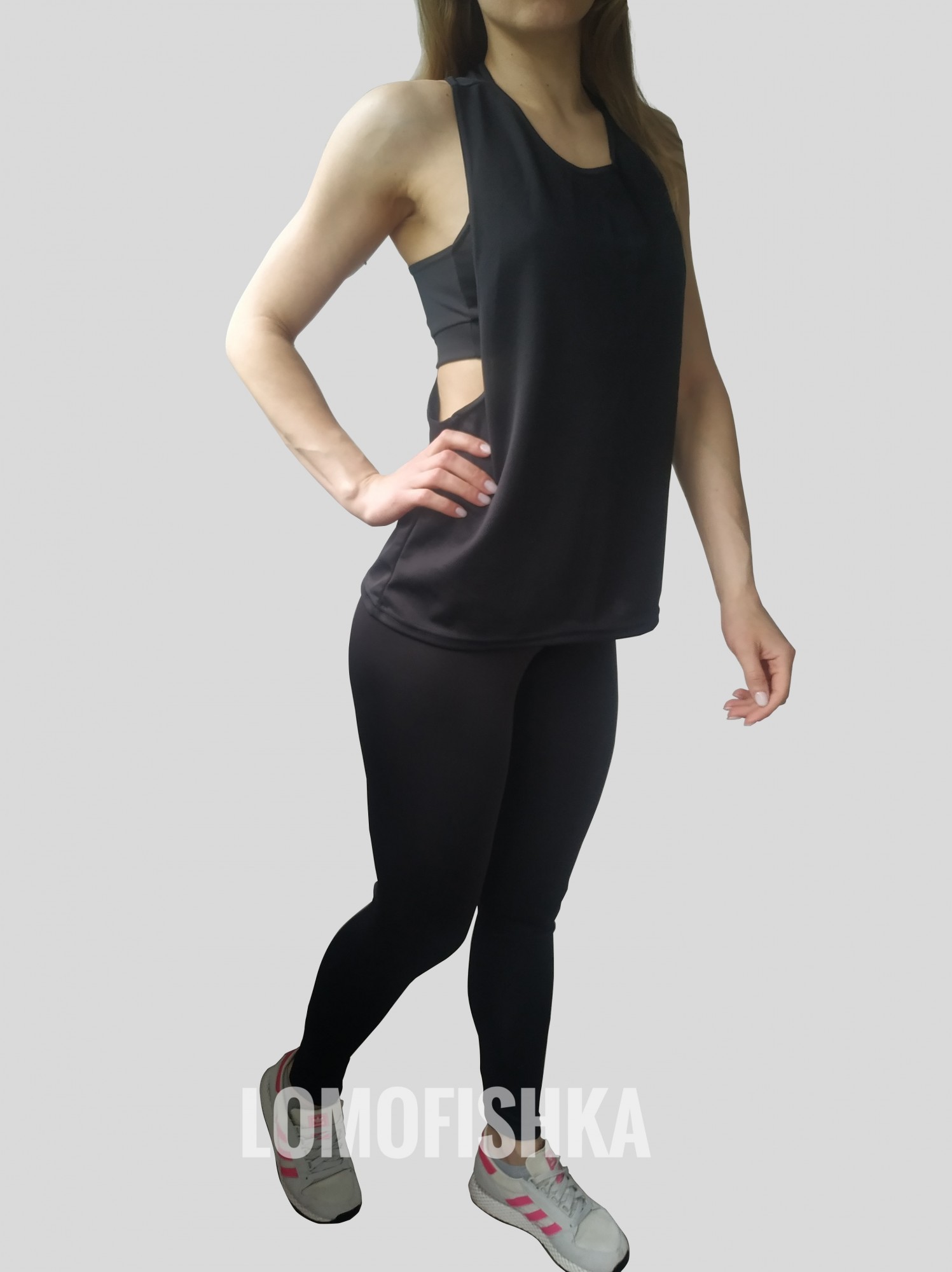 

Комплект для фитнеса (лосины+топ+майка) LOMOFIT-Black 023537 44 черный