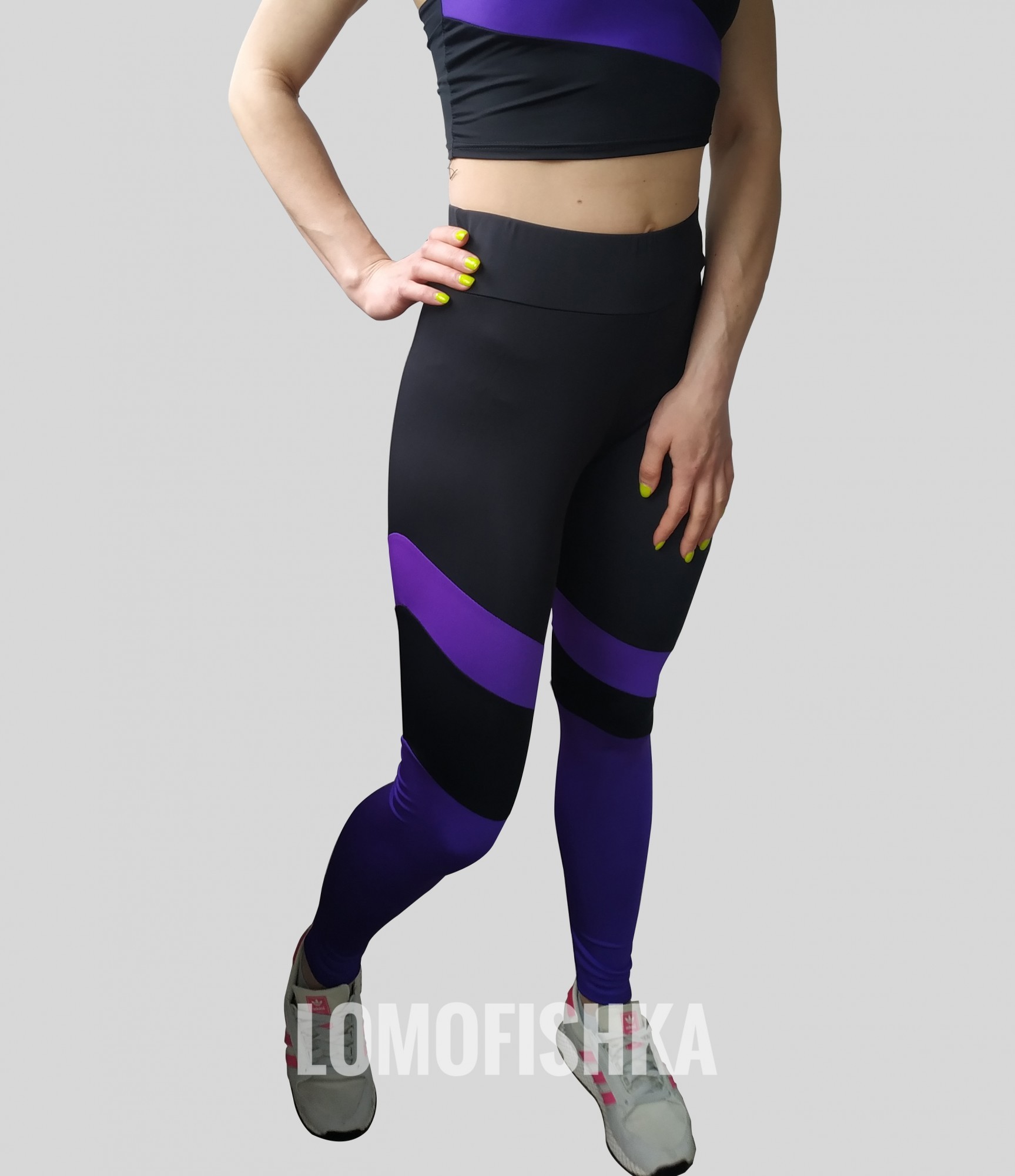 

Женские спортивные леггинсы LOMOFIT-bek 22Ф 42 черно- фиолетовый
