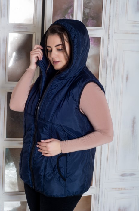 Женский теплый жилет удлиненный больших размеров MODA 0112 50 Синий ...
