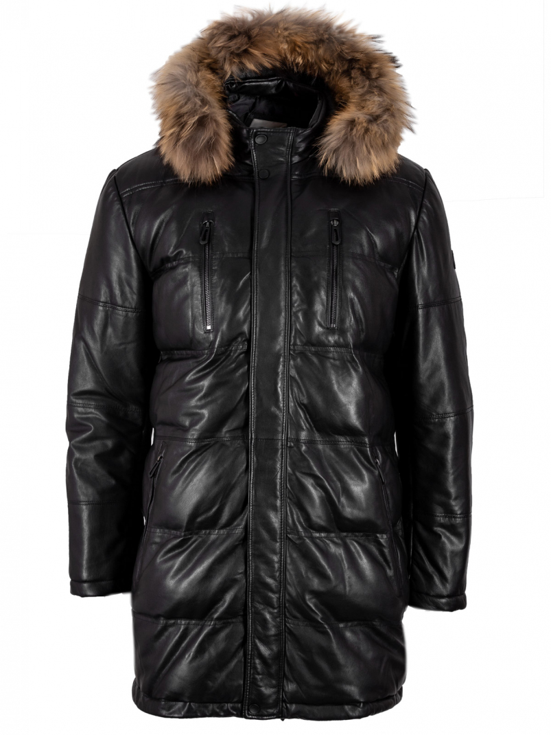 

Кожаная куртка Bugatti  чёрная 221013 with fur, Кожаная куртка Bugatti 50 чёрная 221013 with fur