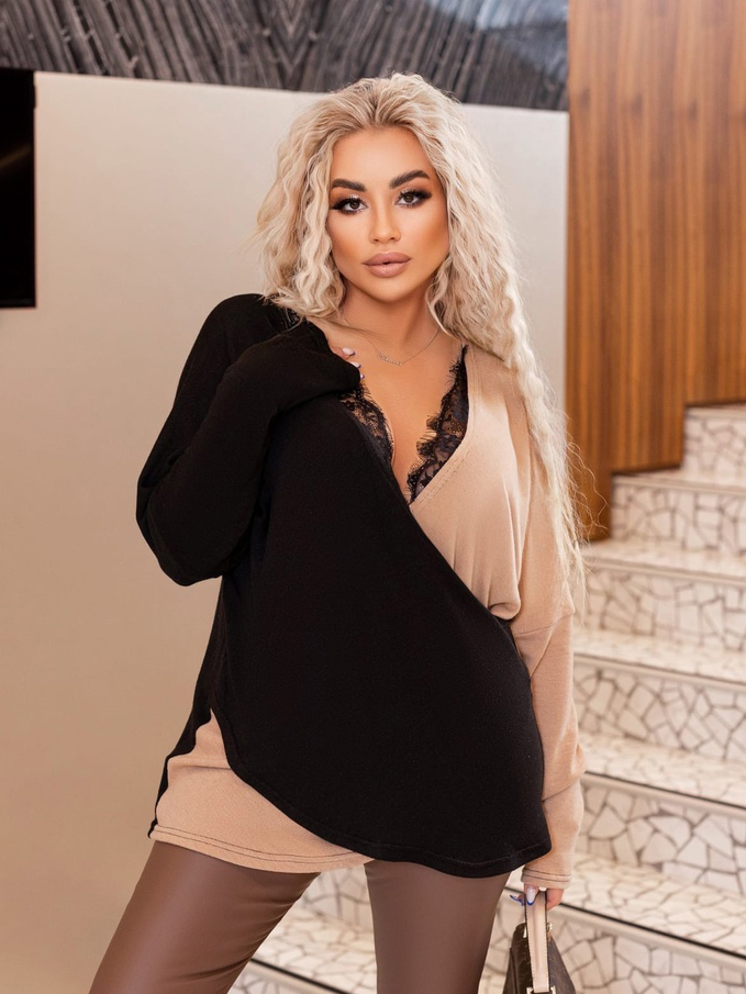 

Пуловер Miss Elegant 383 - Бежевый, Пуловер Miss Elegant 383 48-52 Бежевый