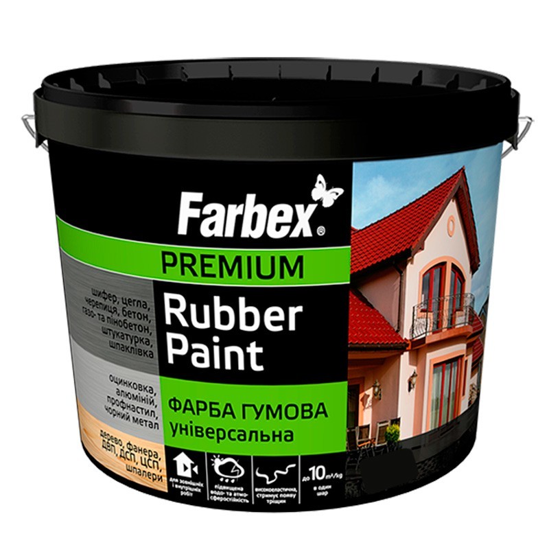 

Краска резиновая универсальная Rubber Paint Farbex матовая черная 6кг