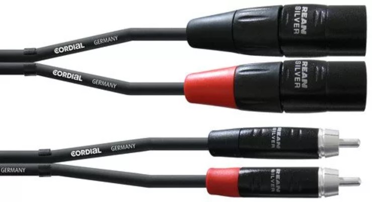 

Коммутационный кабель 2xXLR Male — 2xRCA 1.5м Cordial CIU 1,5 MC
