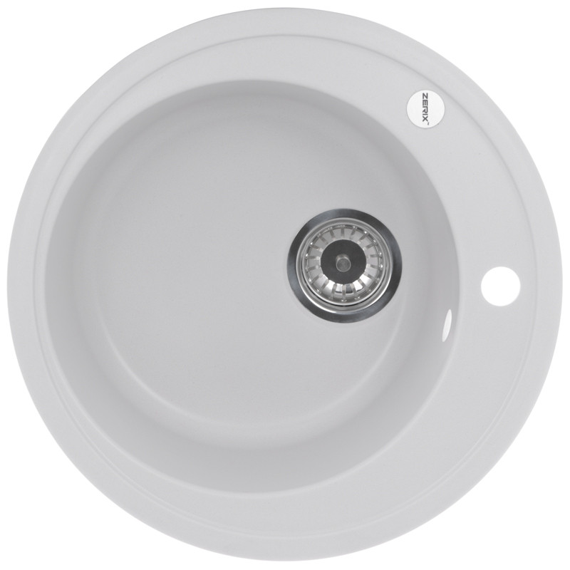 

Врезная кухонная мойка из камня Раковина для кухни ZERIX ZS-510R-01 White + Сифон Гранит Белая (ZX4531)