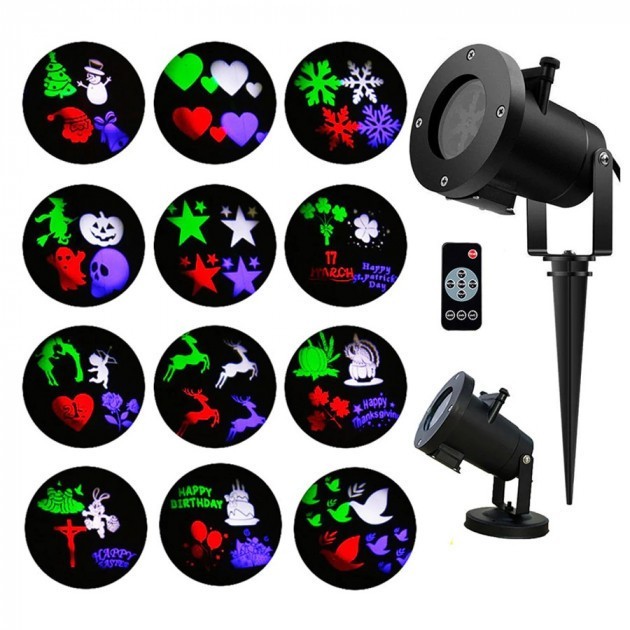 

Лазерный проектор с пультом Garden Projector Card 12 слайдов ZP1