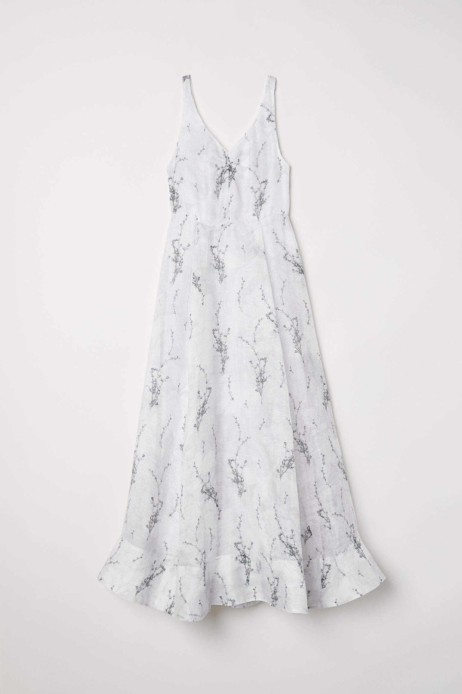 

Платье H&M  белый цветы 302613541, Платье H&M 38 белый цветы 302613541