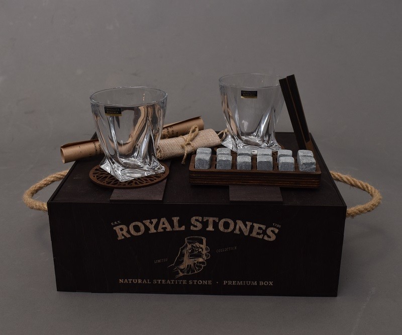 

Подарочный набор камни для виски Premium Box Royal Stones Steatit Black