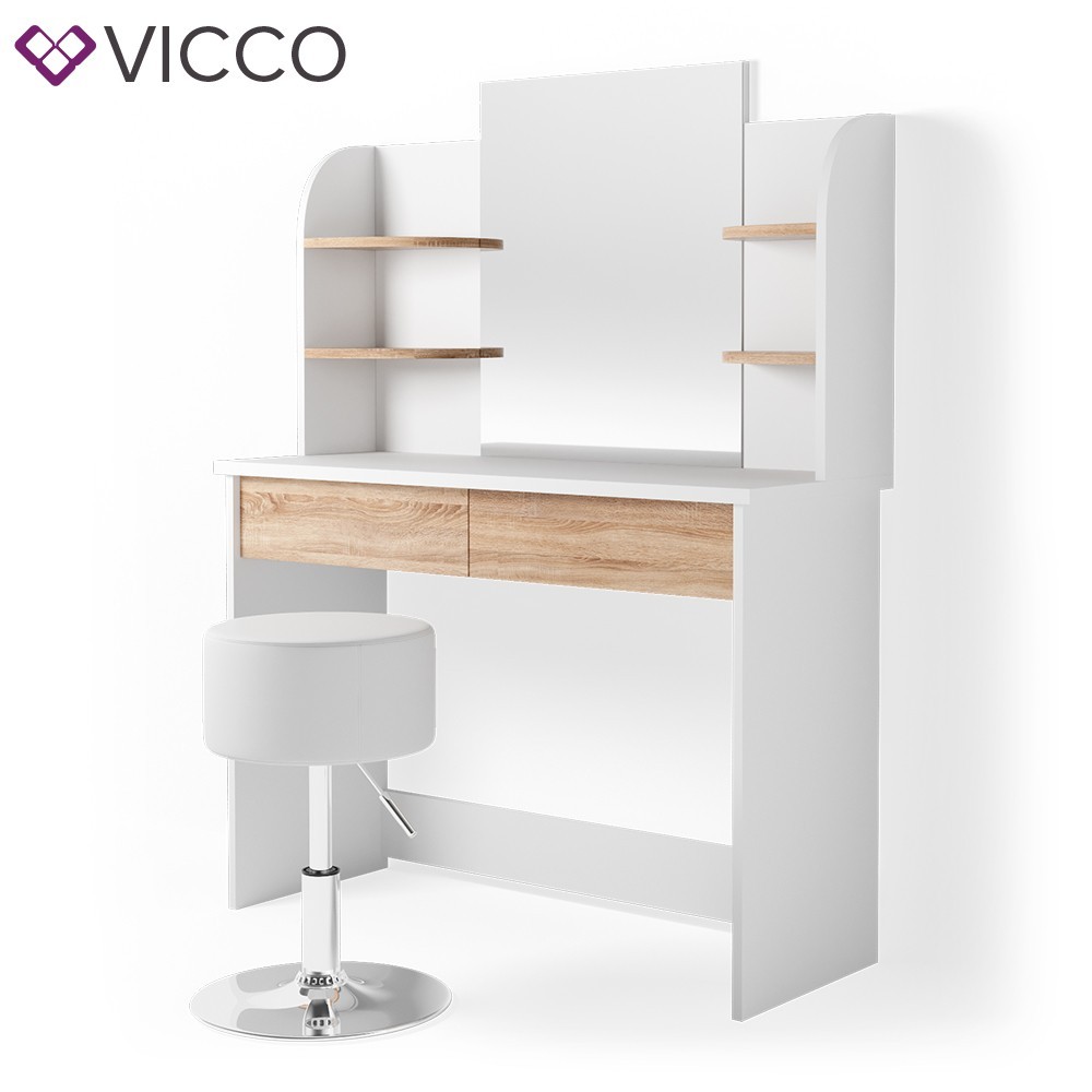 

Туалетный столик со стулом 108x142 Vicco Charlotte, белый, сонома