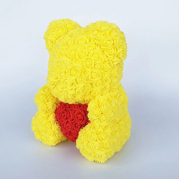 

Мишка с сердцем из 3D роз Teddy Rose 40 см Желтый + подарочная упаковка