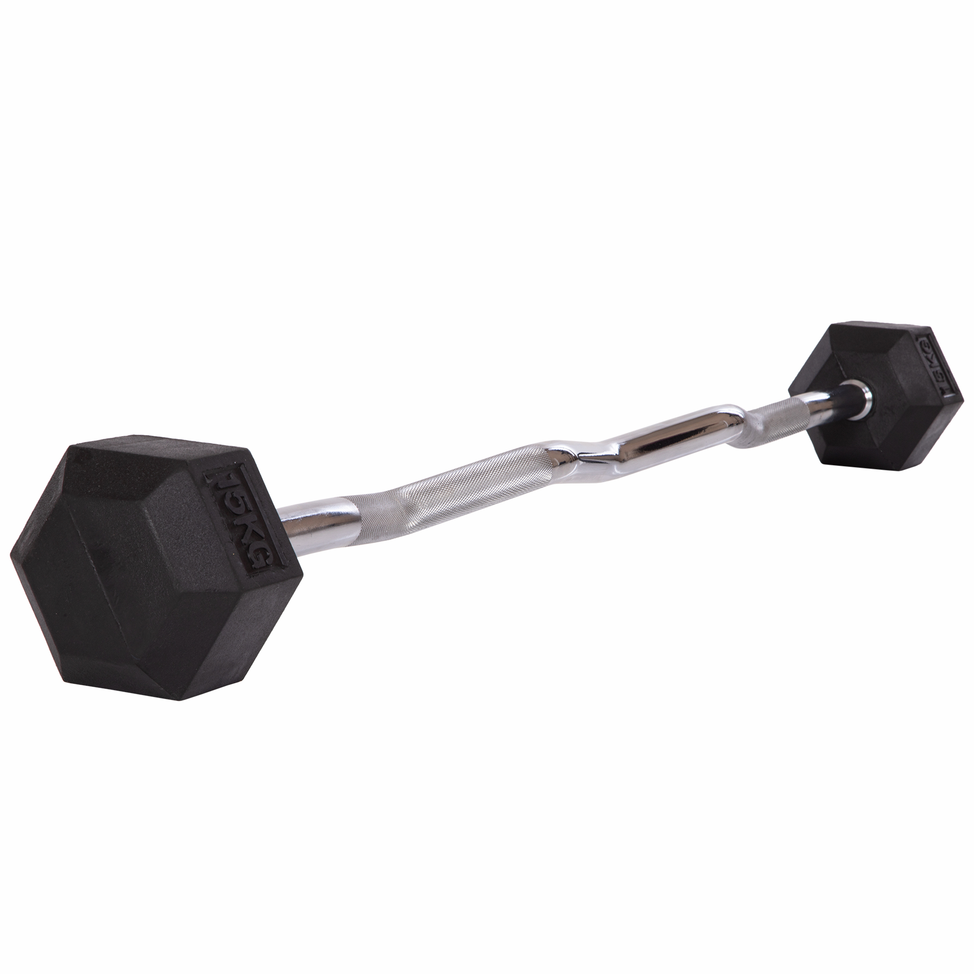 

Штанга фиксированная изогнутая обрезиненная Rubber Hexagon Barbell 15 кг.