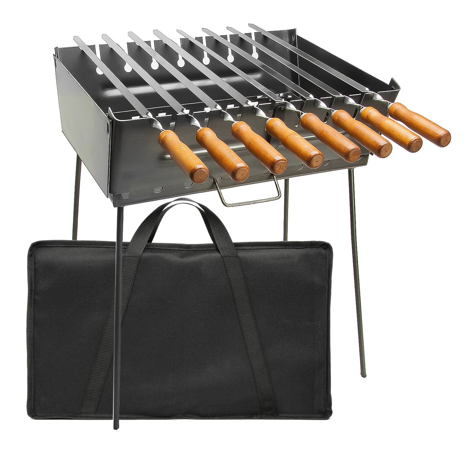 

Набор раскладной мангал чемодан на 8 шампуров с чехлом комплект 8 шампуров нержавеющая сталь 650/12.5/2 мм деревянная ручка орех ручная работа