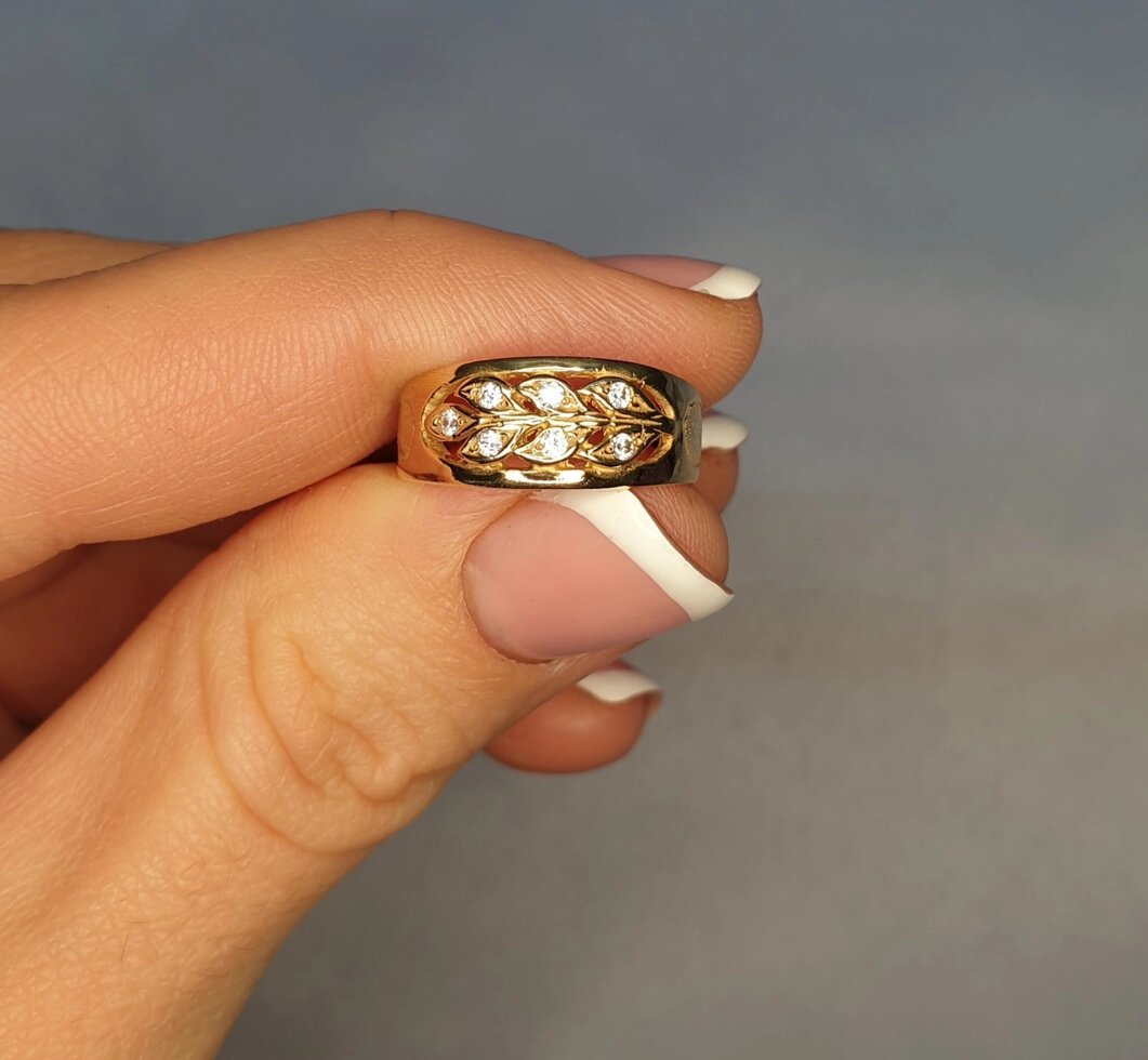 

Кольцо позолоченное с кубическим цирконием "Лада" 17 2,5 г