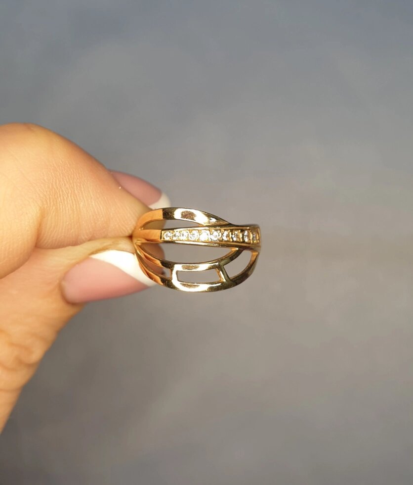 

Кольцо позолоченное с кубическим цирконием 19,5 1,7 г