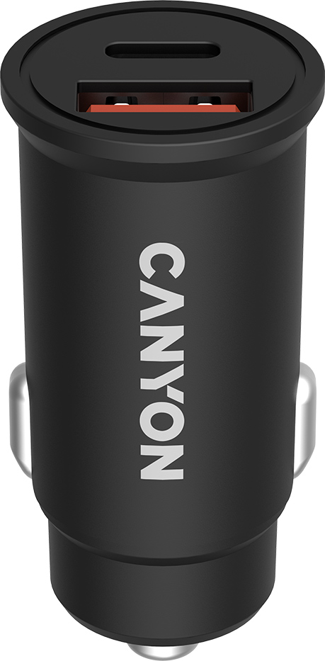 

Автомобильное зарядное устройство Canyon C-20-03 PD 30W QC 3.0 18W USB-C USB-A black (CNS-CCA20B03)
