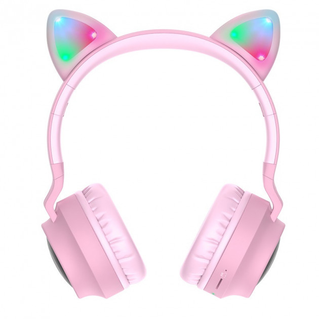 

Навушники Bluetooth Hoco Cheerful Cat ear з котячими вушками W27 Pink