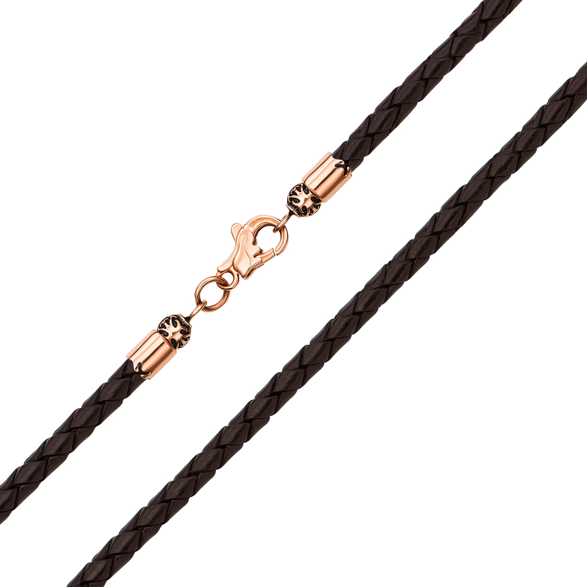 

Ювелирный шнурок Мадагаскар из черной плетеной кожи с золотым замочком 000129007 60 размера