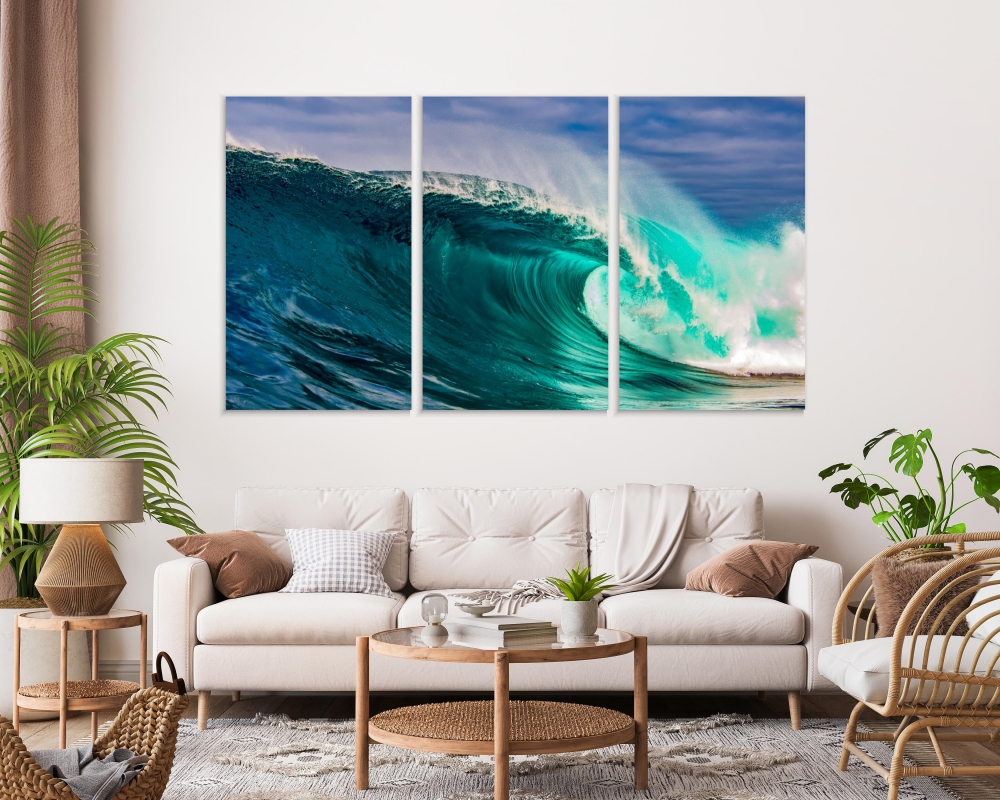 

Картина на холсте Модульные Модульная картина Amazing Ocean Wave 3 картины 60х120 см.