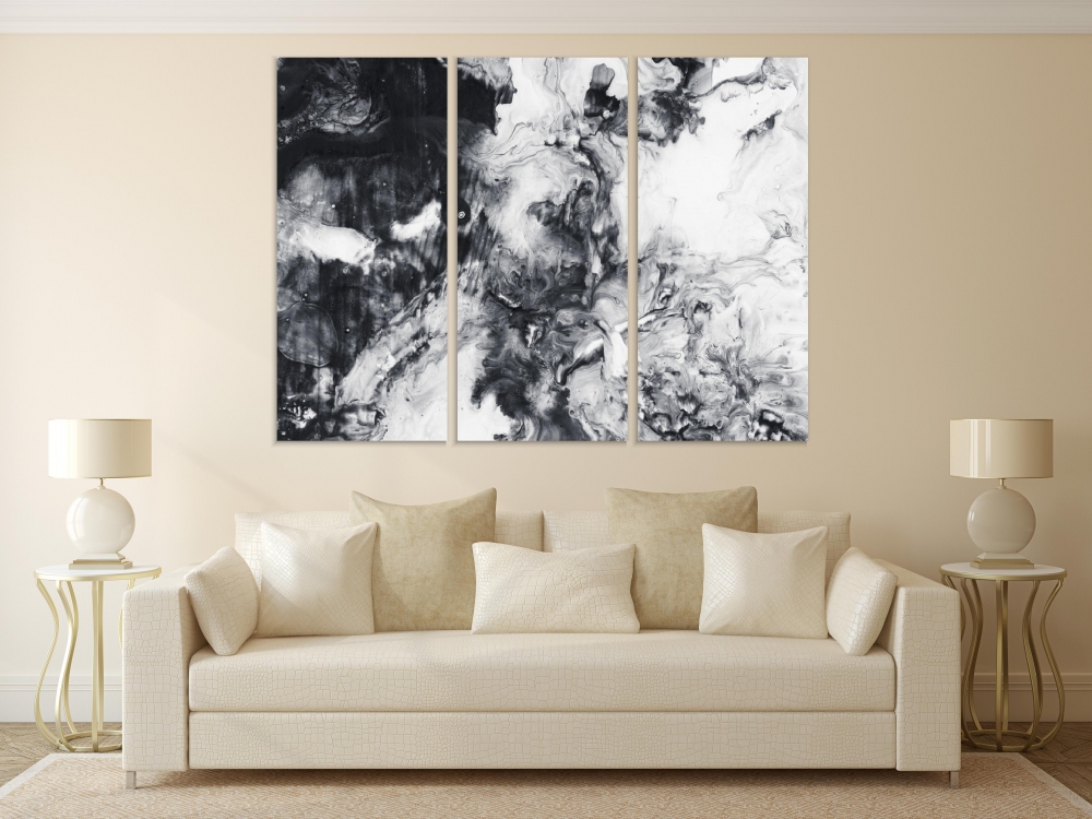 

Картина на холсте Модульные Модульная картина Black And White Background 3 картины 70х140 см.