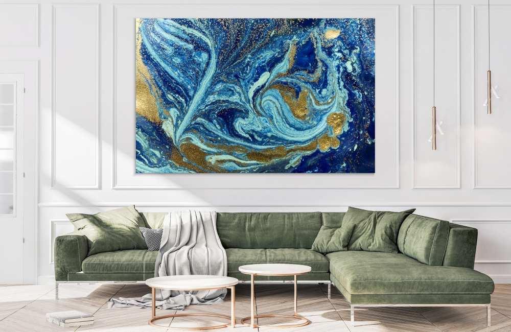 

Картина на холсте Абстракция Blue And Golden Background 50х65 см.