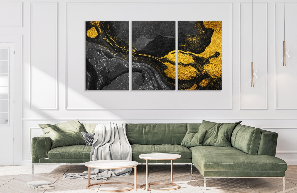 

Картина на холсте Модульные Модульная картина Yellow Swirl 3 картины 25х50 см.