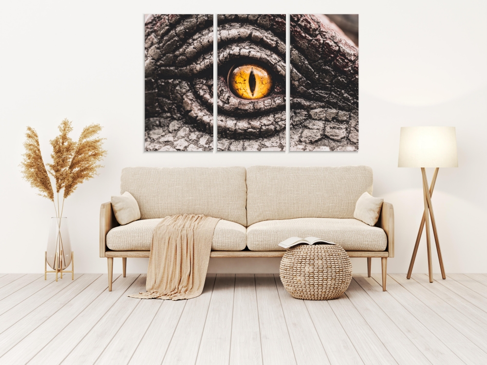 

Картина на холсте Модульные Модульная картина взгляд крокодила 3 картины 30х60 см.