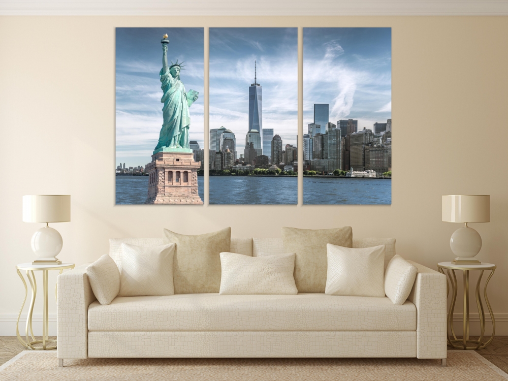 

Картина на холсте Модульные Модульная картина The Statue Of Liberty 3 картины 25х50 см.