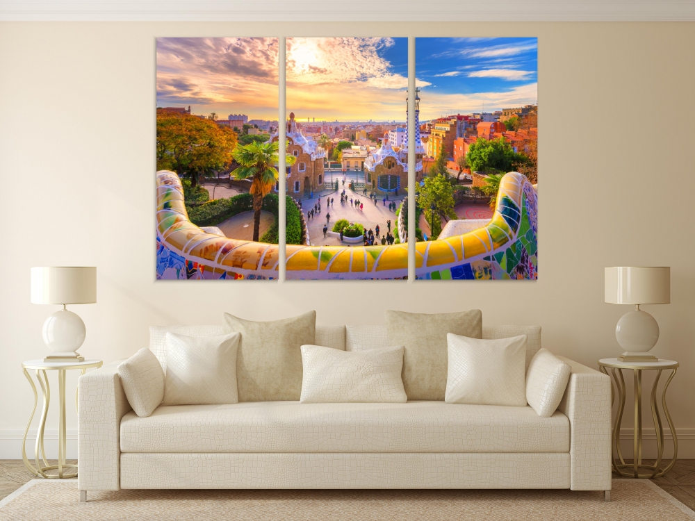 

Картина на холсте Модульные Модульная картина Barcelona View 3 картины 60х120 см.
