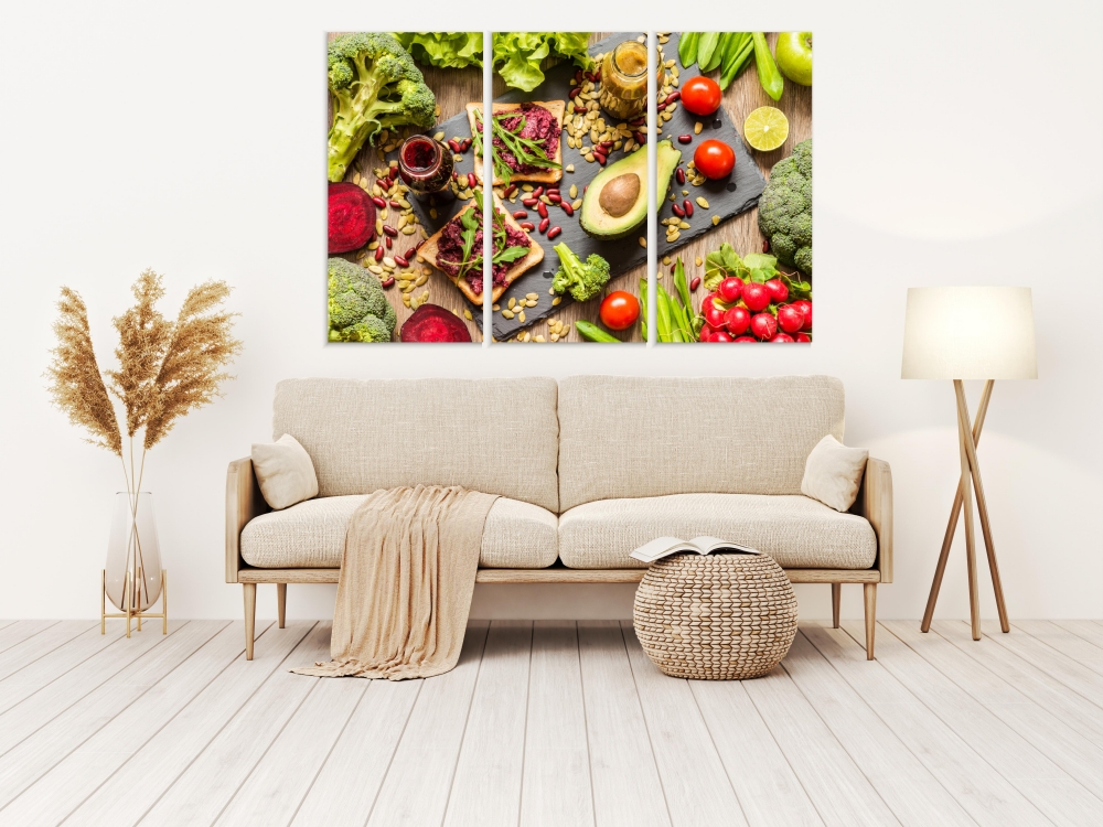 

Картина на холсте Модульные Модульная картина Healthy Food 3 картины 40х80 см.