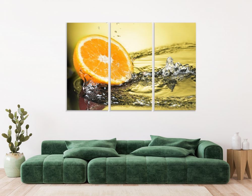 

Картина на холсте Модульные Модульная картина Citrus In Water 3 картины 70х140 см.