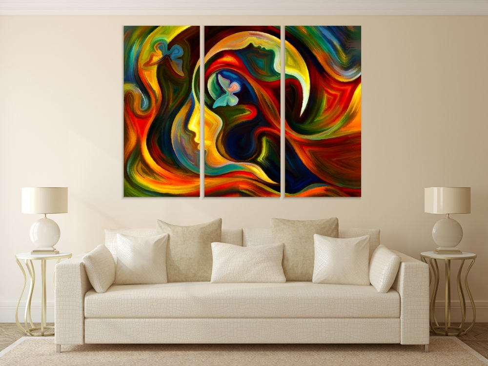 

Картина на холсте Модульные Модульная картина Mind Series Colors 3 картины 40х80 см.